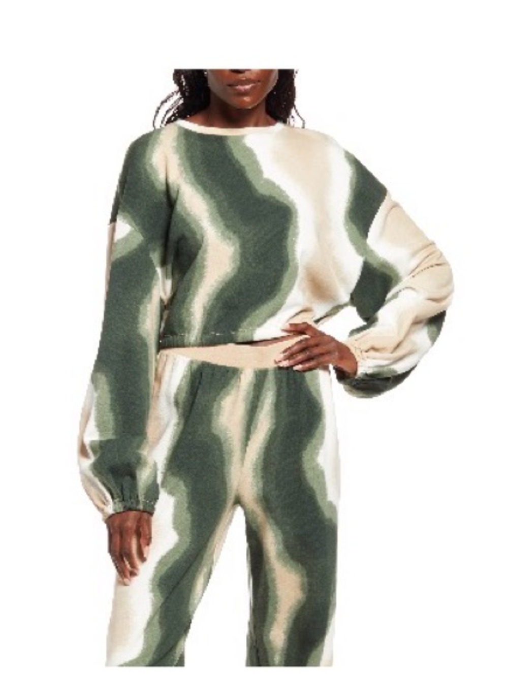 NWT Open Edit Green Wave Co-ord Set (Mismatched Sizes:XL Top/ L Bottom)